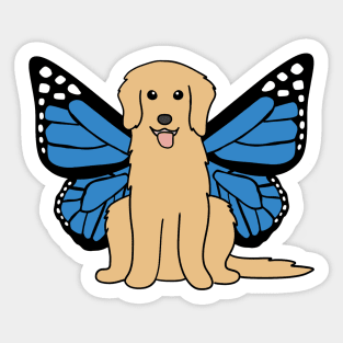 Blue Golden Retriever Butterfly Sticker